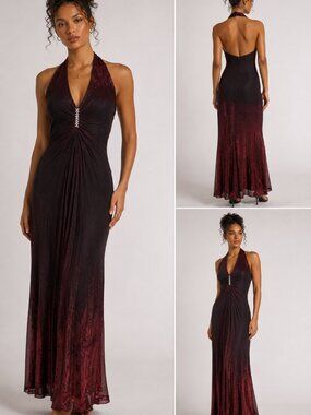Vintage Kiki USA Y2k Halter Maxi Dress Size Small